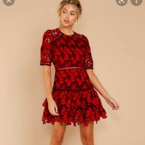 Oblivious Beauty Ruby Red Lace Dress (Red Dress Boutique) - Size L